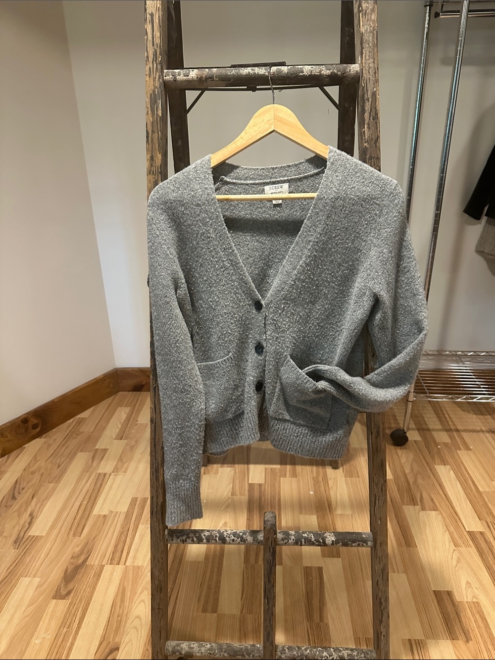 J. Crew Gray V-Neck Button Front Cardigan